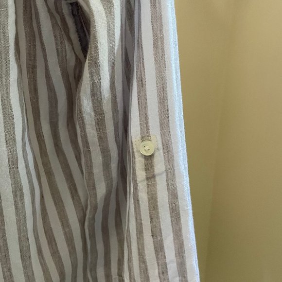 Aritzia Gray and White Striped Linen Button Down Shirt - Picture 7 of 11